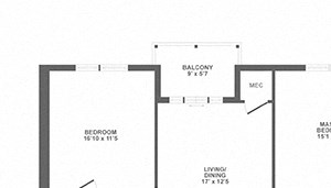 large two bedroom, loft, balcony